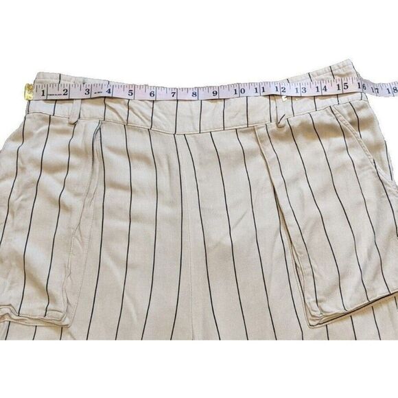 Luna Moon Pants Striped Wide Leg High Rise Cropped Pull On Elastic Back Size XL - Picture 4 of 11